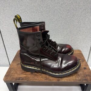 Dr Martens Women Cherry Arcadia Rub Off Leather Combat Boots